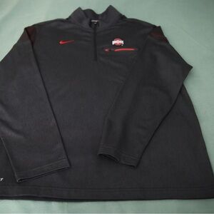 Ohio State Buckeyes Shirt Mens Large Nike Dri Fit Long Sleeve 1/4 Zip Sweater